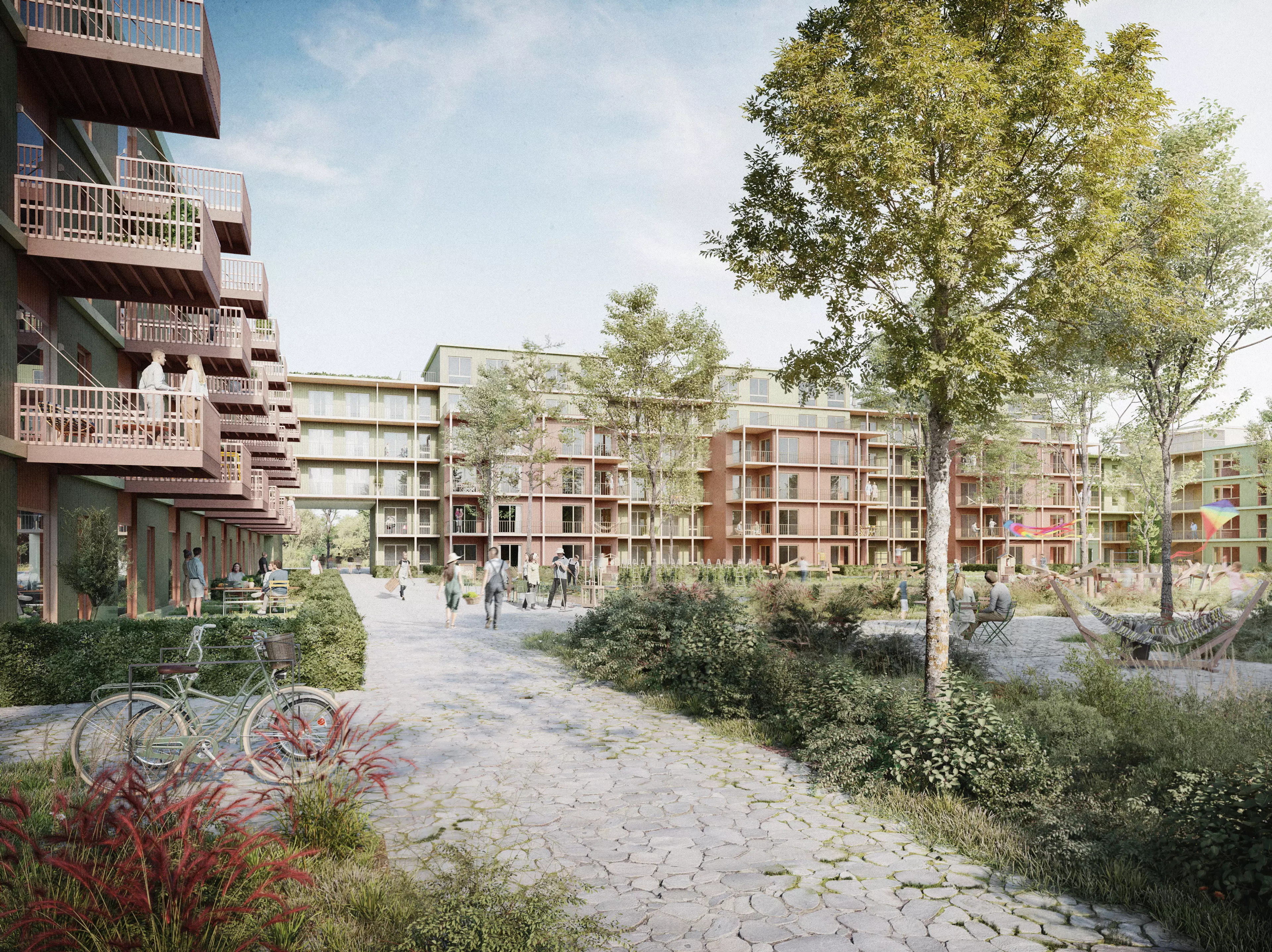 Blick in den Innenhof auf die Gartenerker