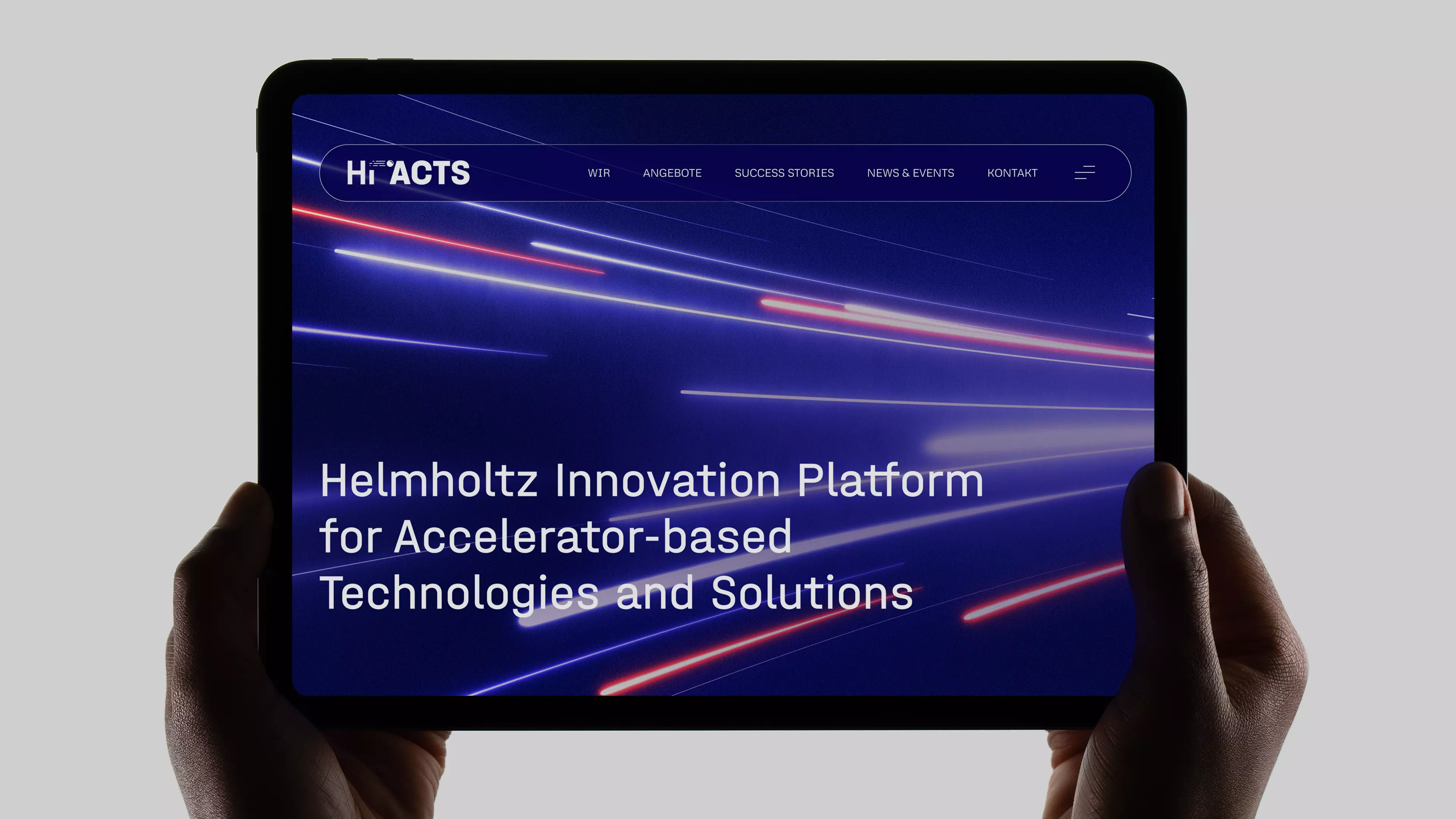 Projektbild der Startseite auf einem iPad