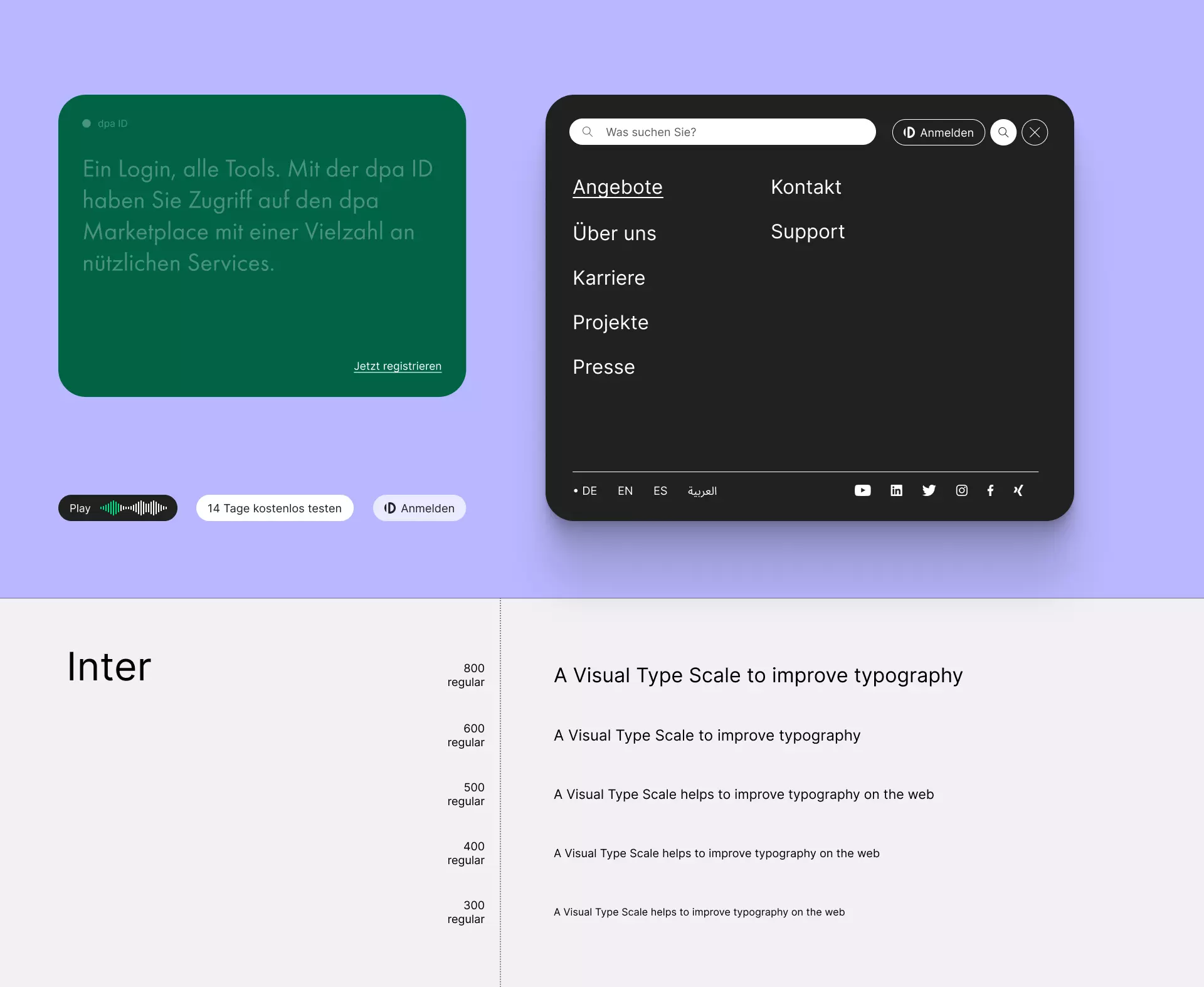 Komponenten der dpa Website