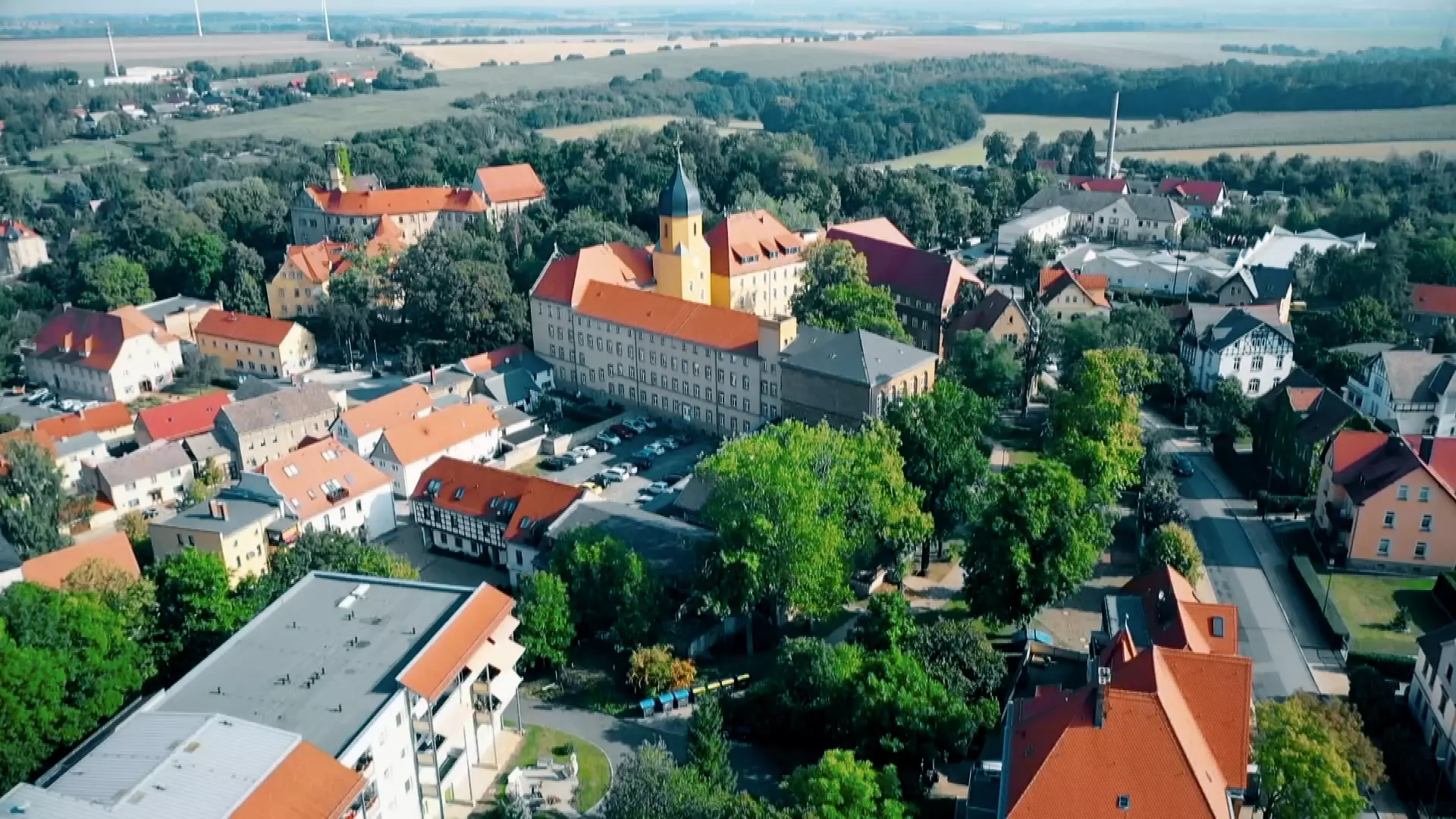 Eine Drohnenaufnahme von Leipzig.