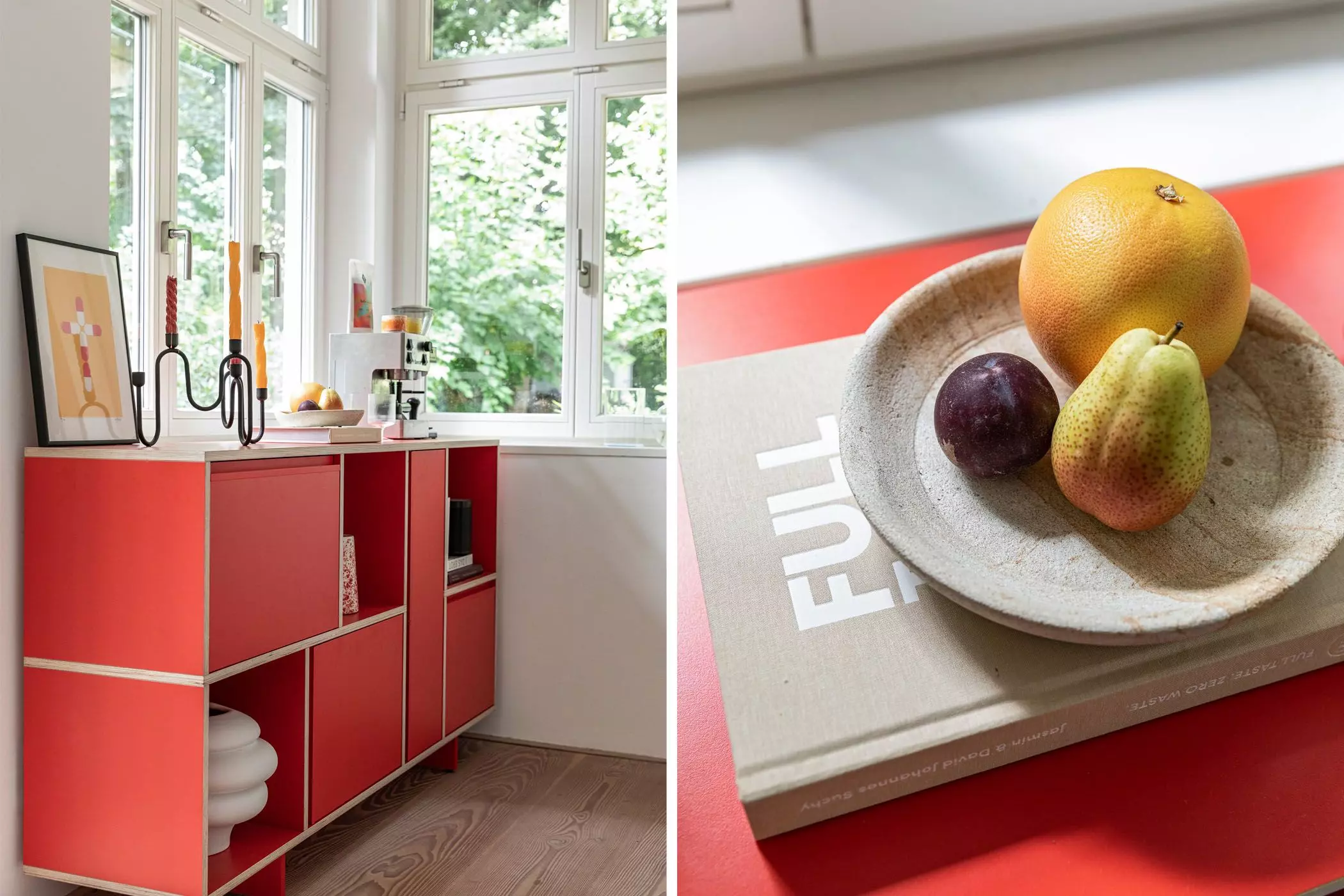 Rotes Sideboard im Zuhause von Charlotte Kuhrt - femtastics