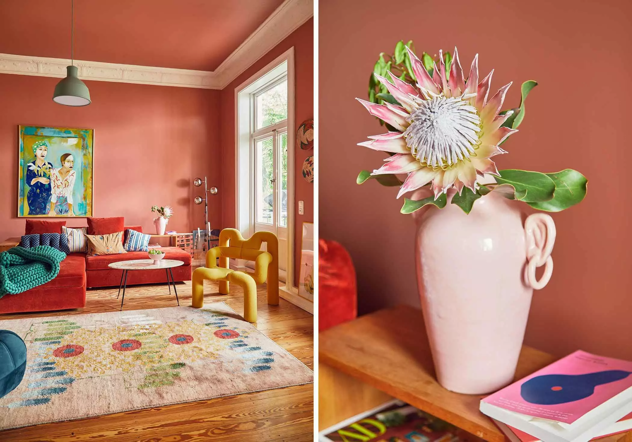 Rosa Keramikvase im Wohnzimmer | femtastics
