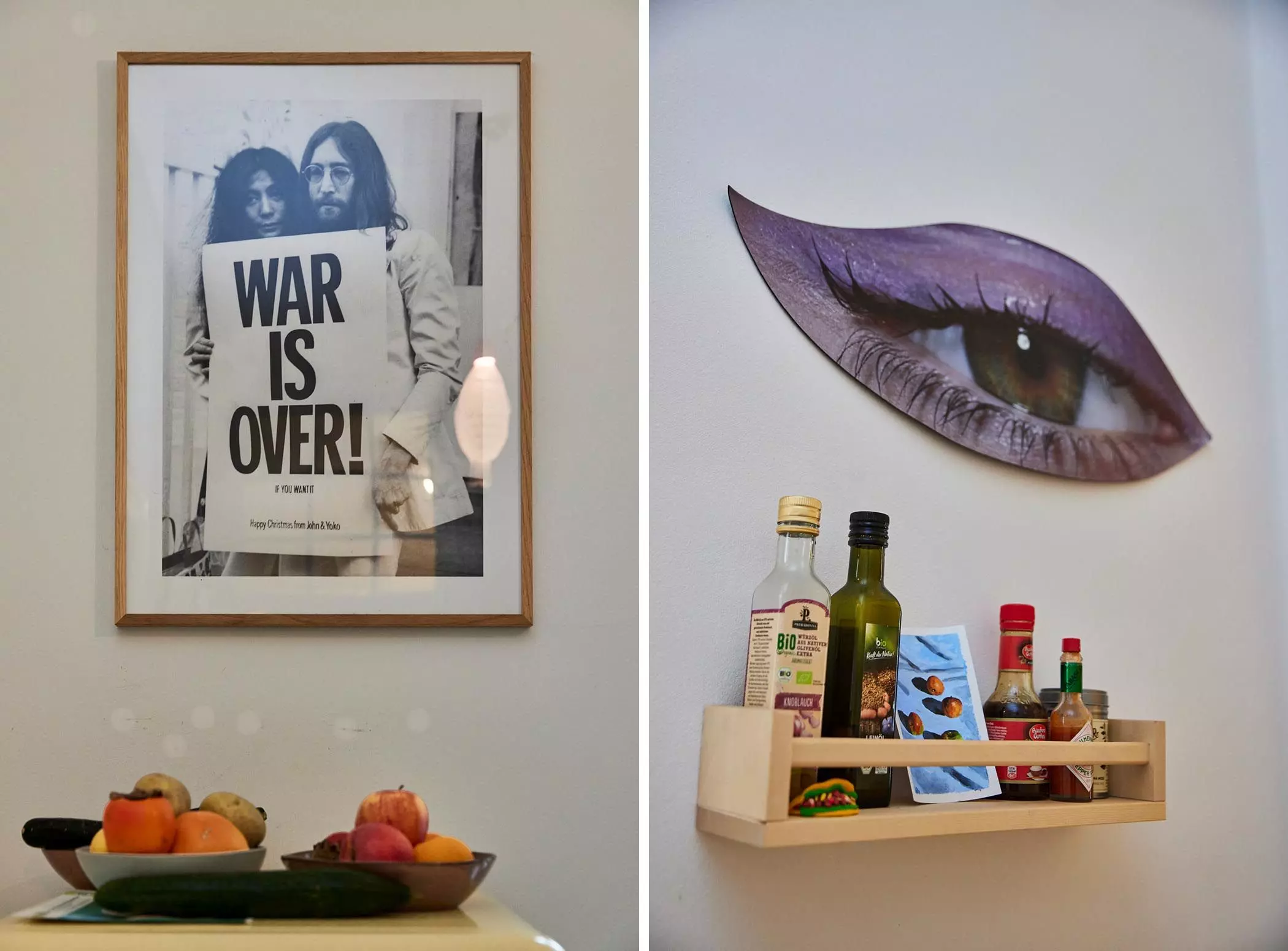 Poster mit John Lennon und Yoko Ono: War is over! - femtastics