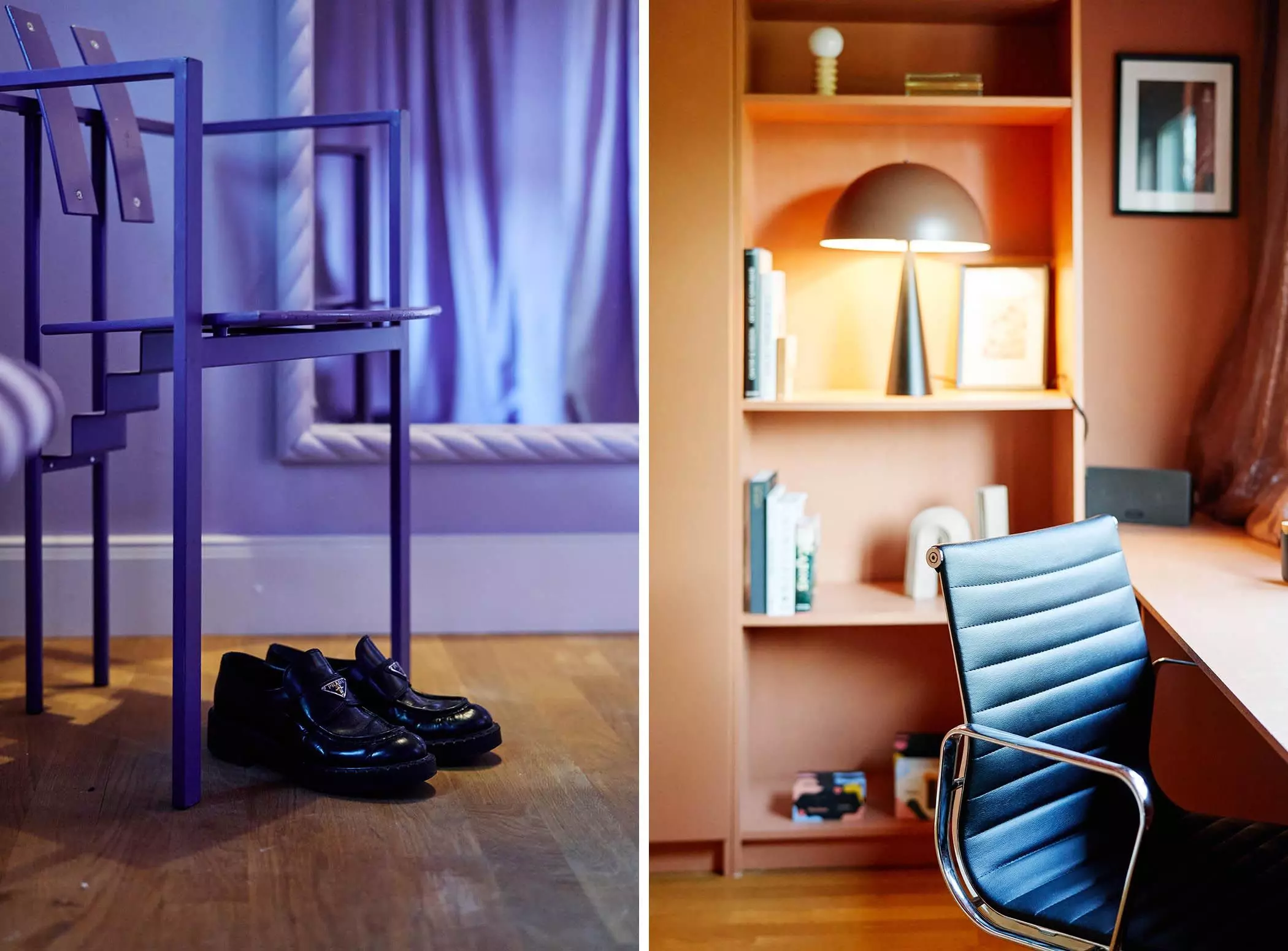 Fliederfarbenes Schlafzimmer und Büro - femtastics
