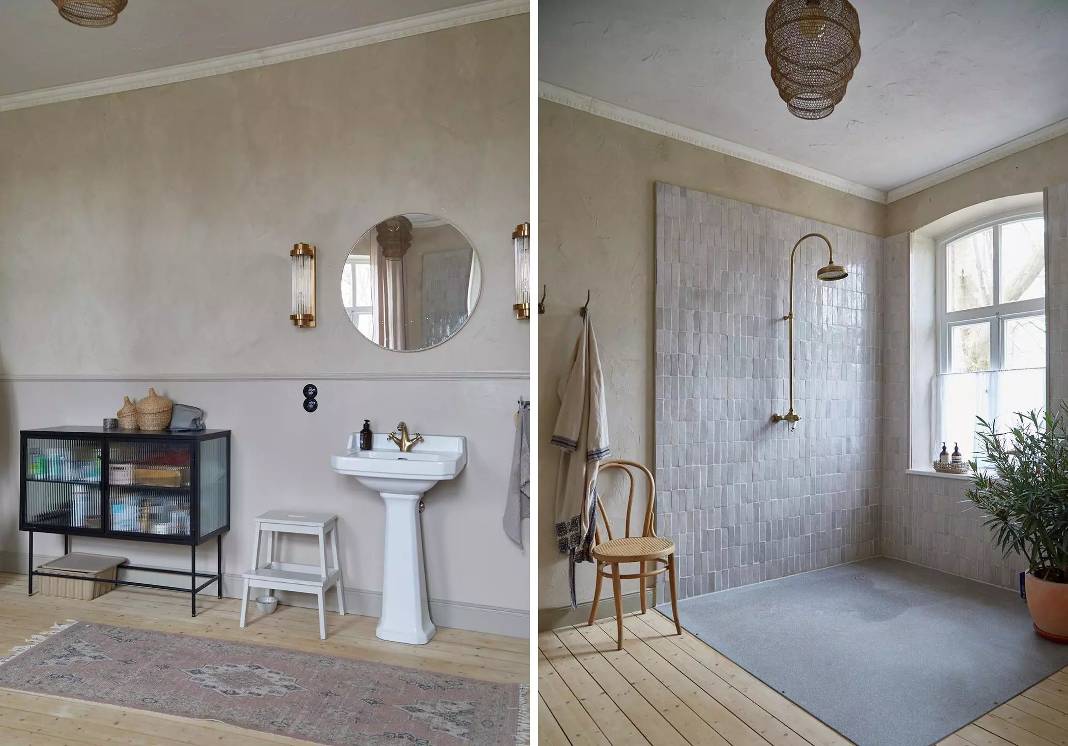 Renoviertes Badezimmer mit ebenerdiger Dusche in saniertem Resthof - femtastics