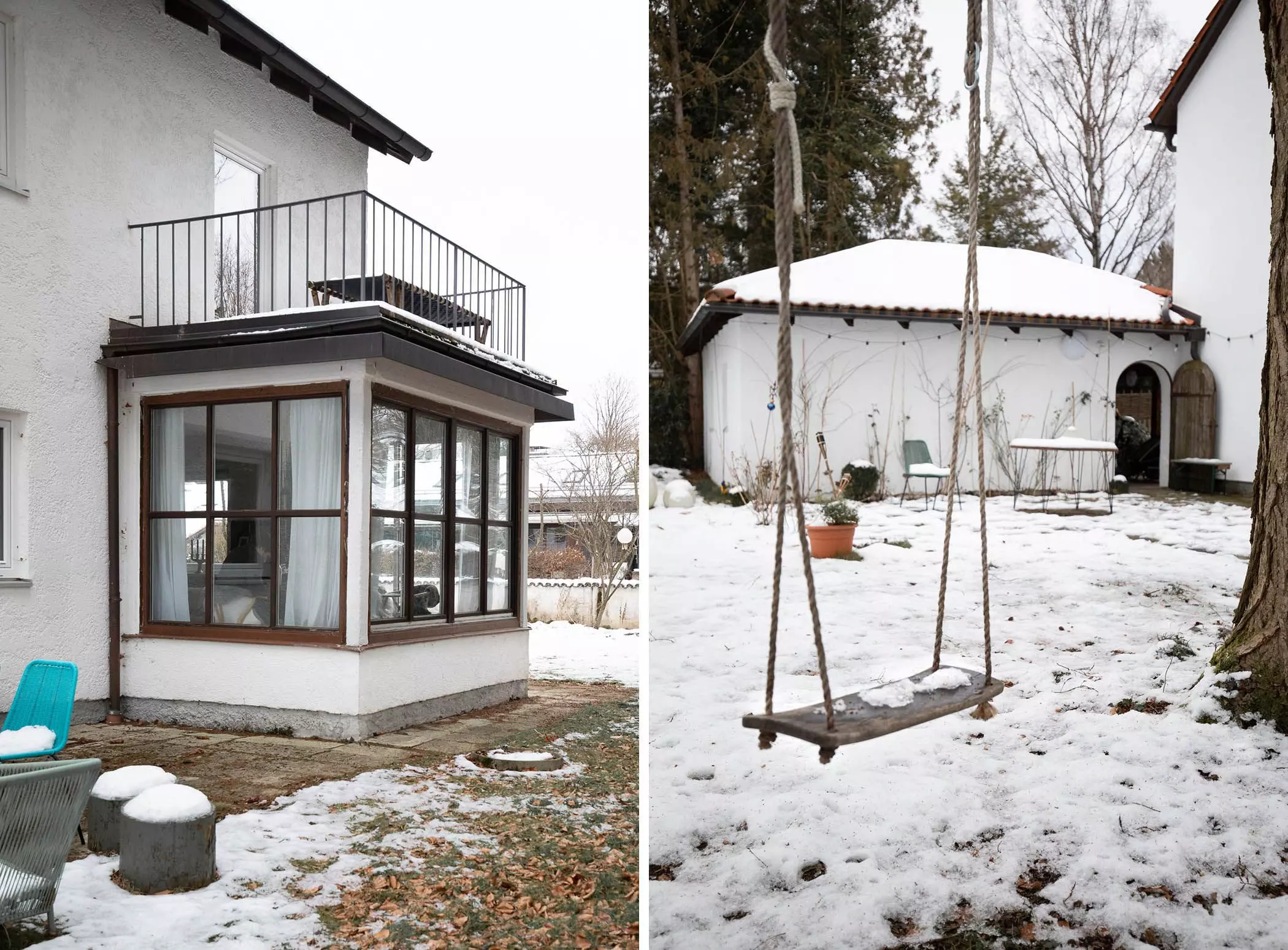 Wintergarten und Schaukel im winterlichen Garten - femtastics