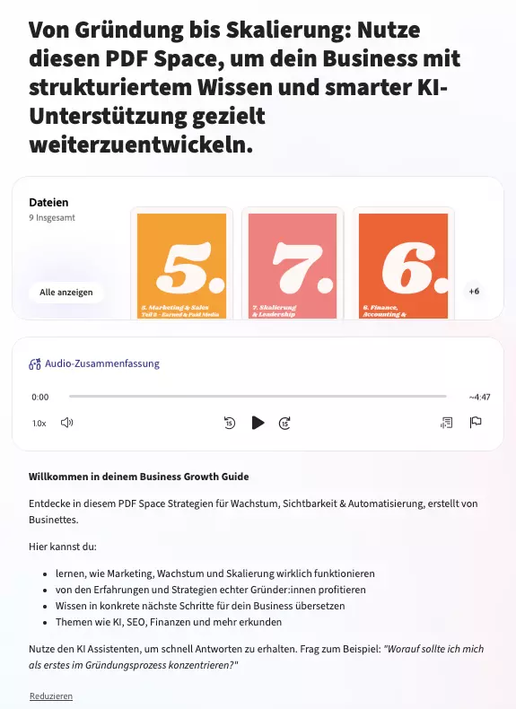 Adobe PDF-Space Gruendungs-Guide Screenshot 1