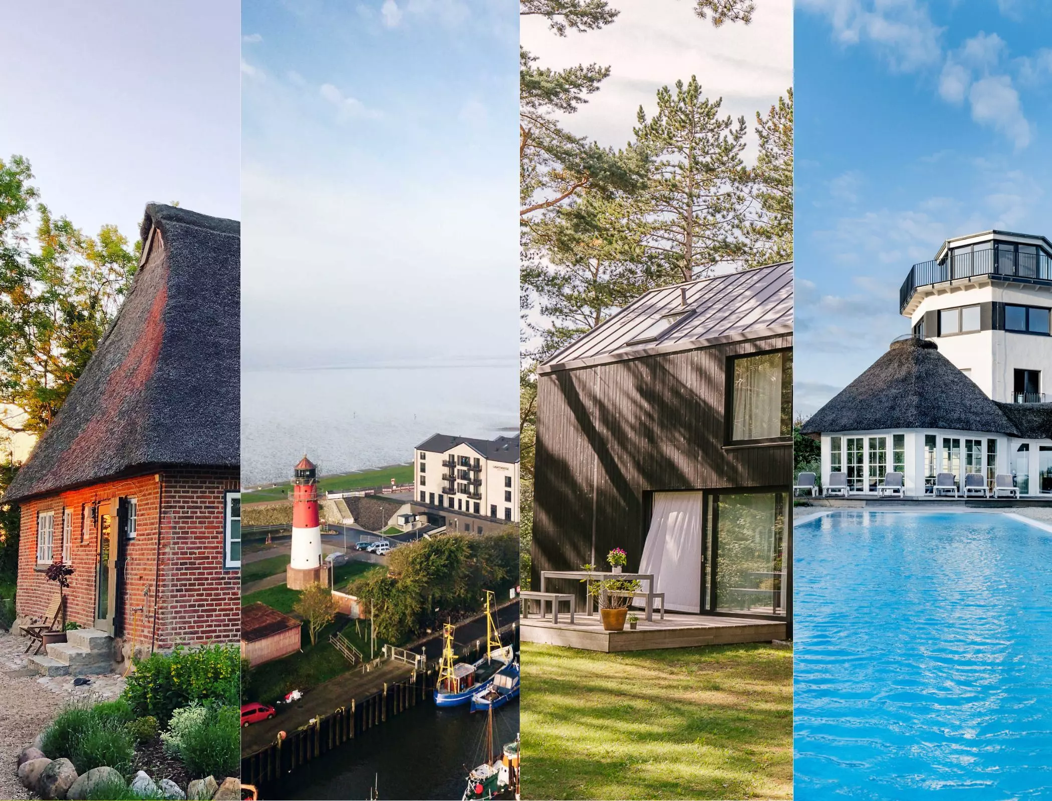 Collage von Unterkünften in Norddeutschland