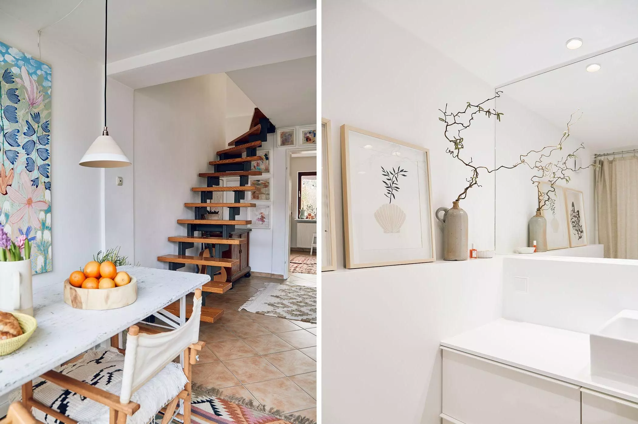 Das Zuhause von Malerin Ina Cierniak - Treppenaufgang und helles Badezimmer - femtastics