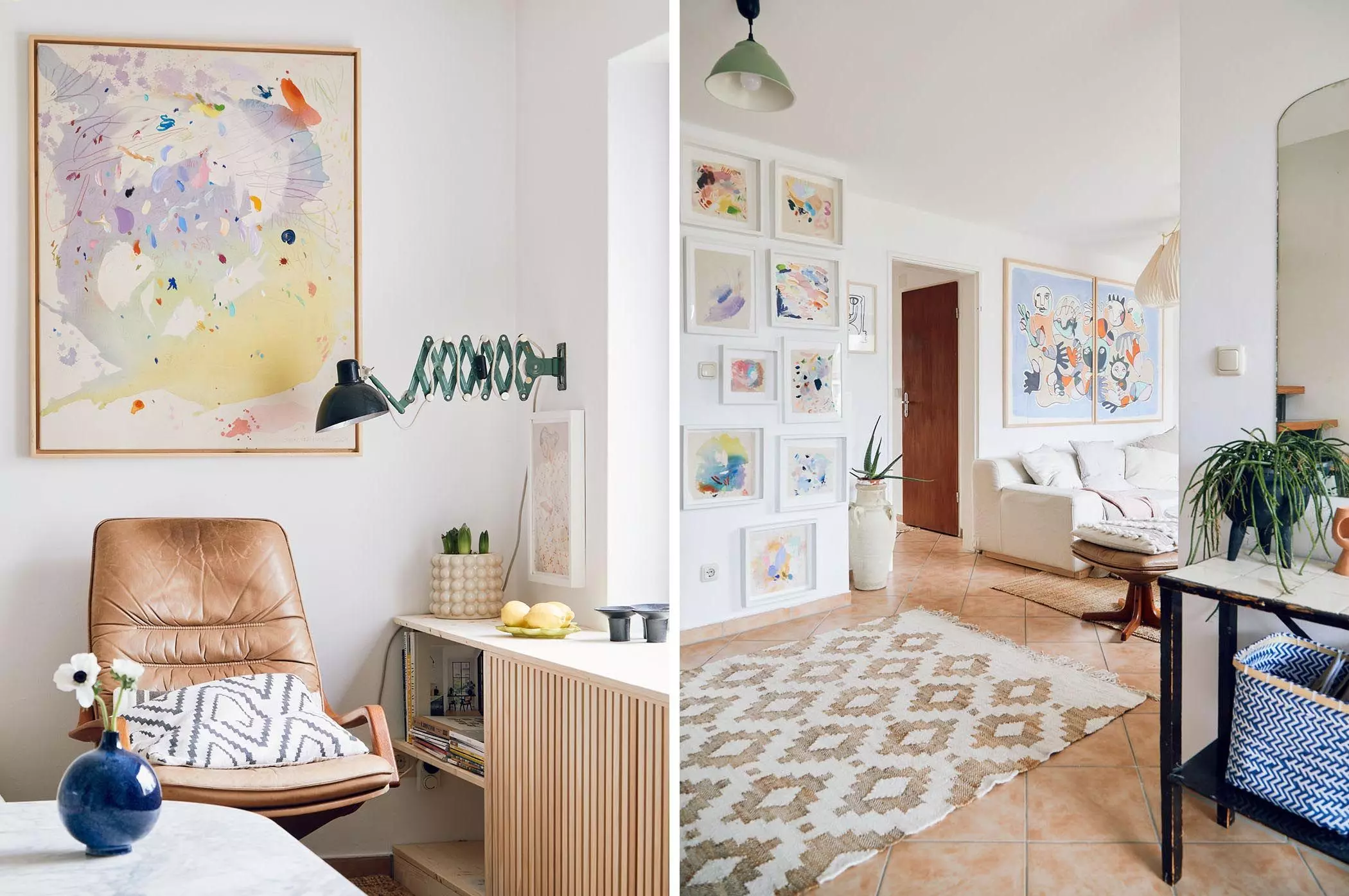 Das Wohnzimmer von Malerin Ina Cierniak mit einigen Kunstwerken - femtastics