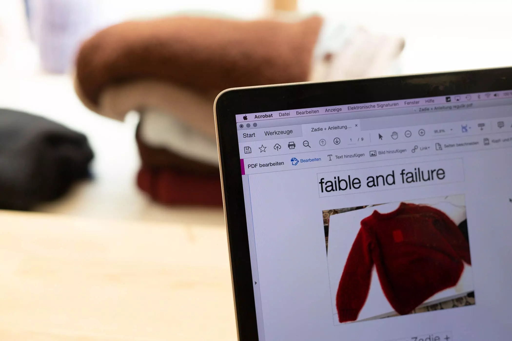 PDF-Strick-Anleitung auf dem Laptop - femtastics