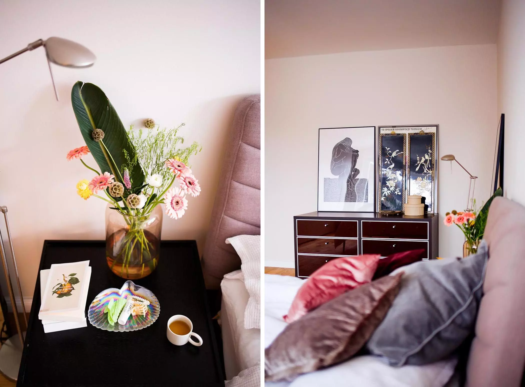 Blumenstrauß und Details in der Hamburger Wohnung von Juia Holtzheimer - femtastics
