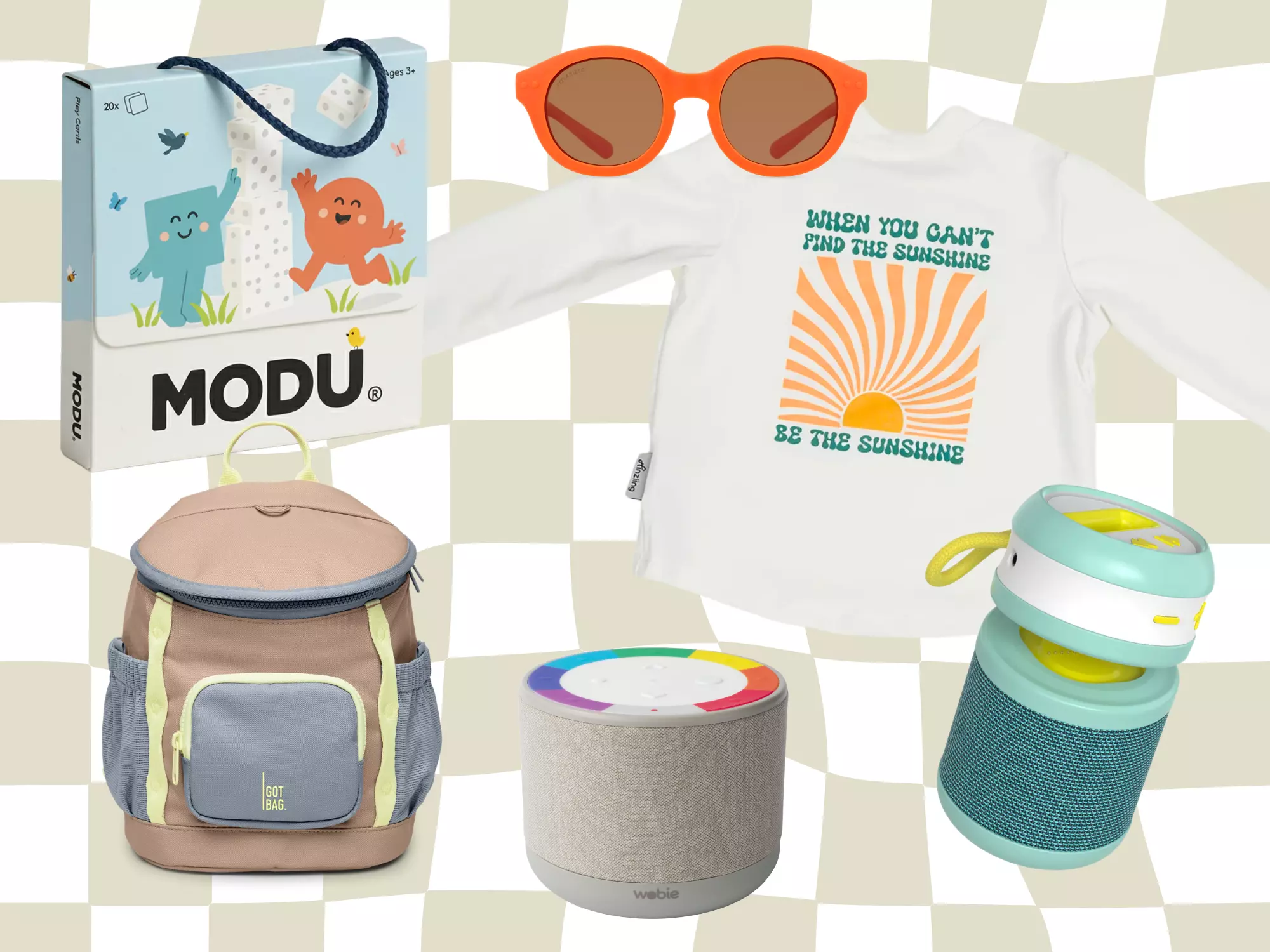 Collage Produkte fürs Reisen mit kleinen Kindern