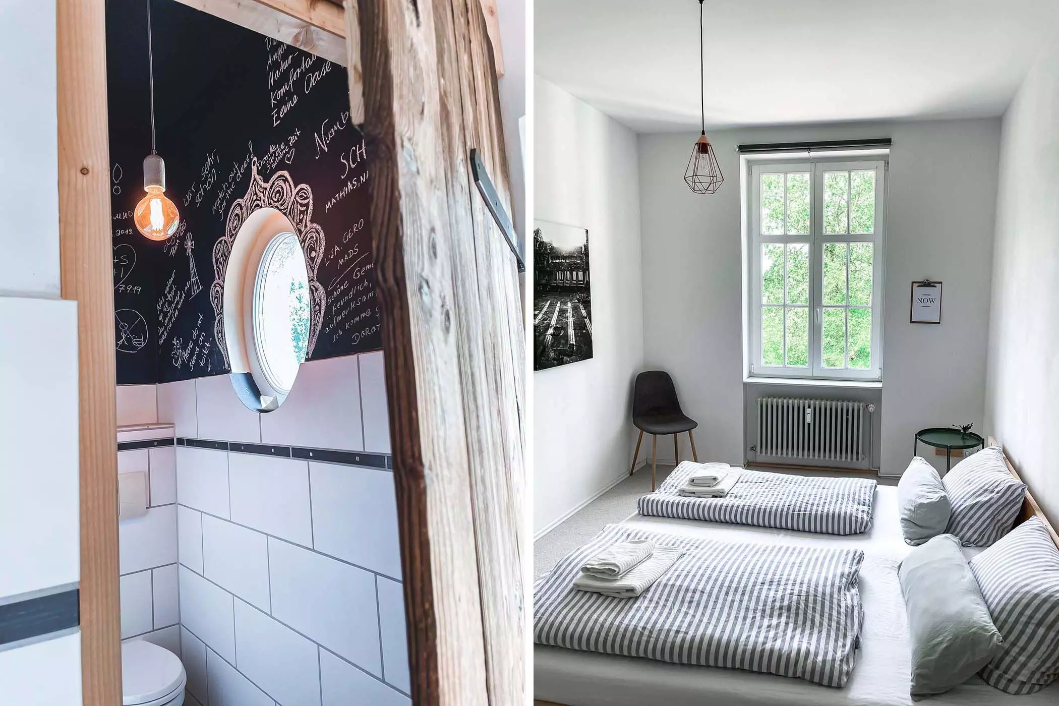 Badezimmer mit Tafelfarbe und helles Schlafzimmer - femtastics