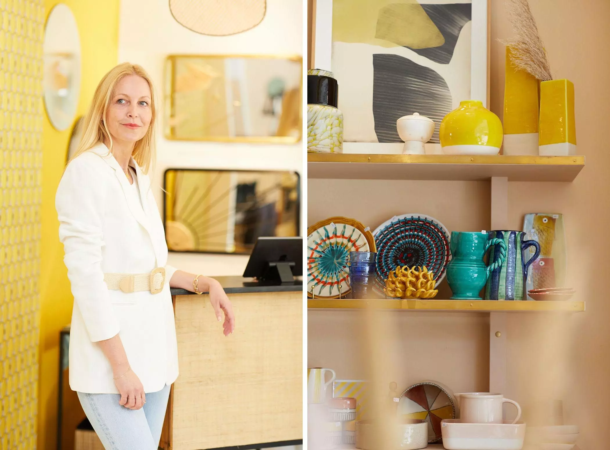 Jana Krinke und sommerliche Keramik im Geschäft "Bon Voyage Interieur" - femtastics