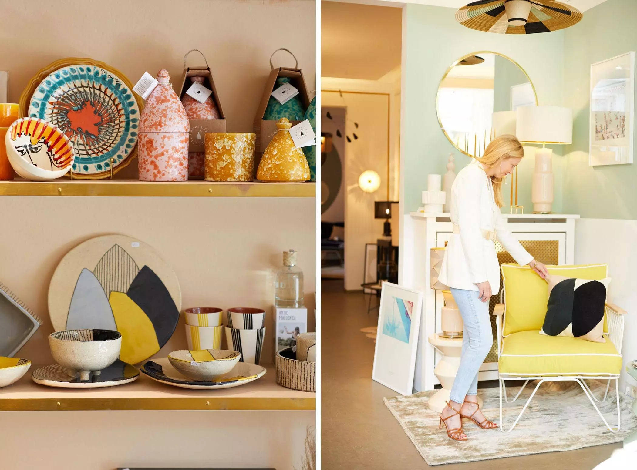 Jana Krinke und bunte Keramik im Laden "Bon Voyage Interieur" in Hamburg - femtastics