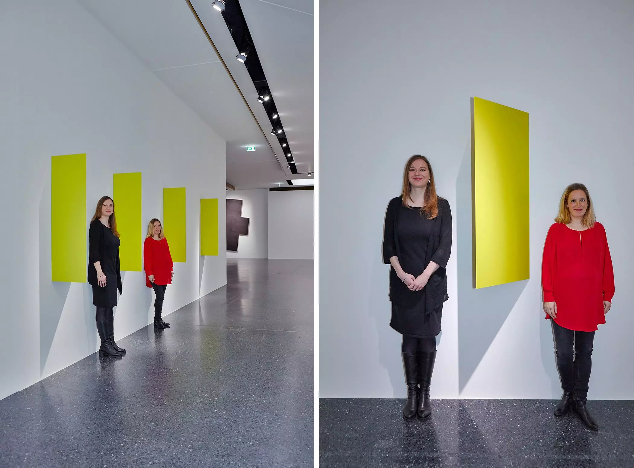 Lina Scheewe, Annika Landmann und das Kunstwerk "Reliefs Serie C" von Charlotte Posenenske - femtastics