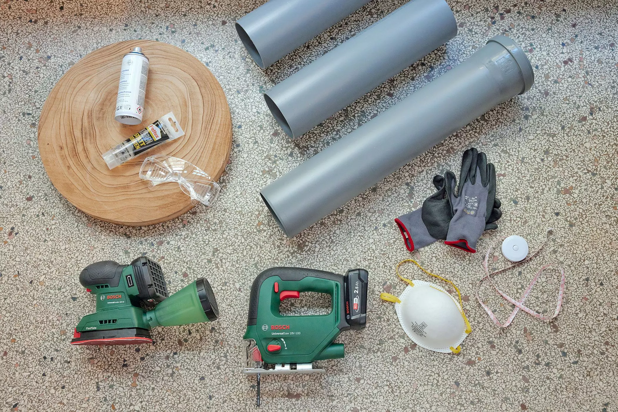 Material DIY-Tisch aus Abflussrohren - femtastics