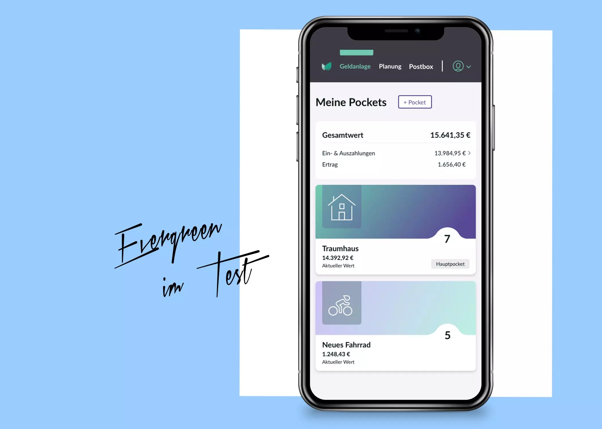 Finanztool "Evergreen" als App auf dem Smartphone - femtastics