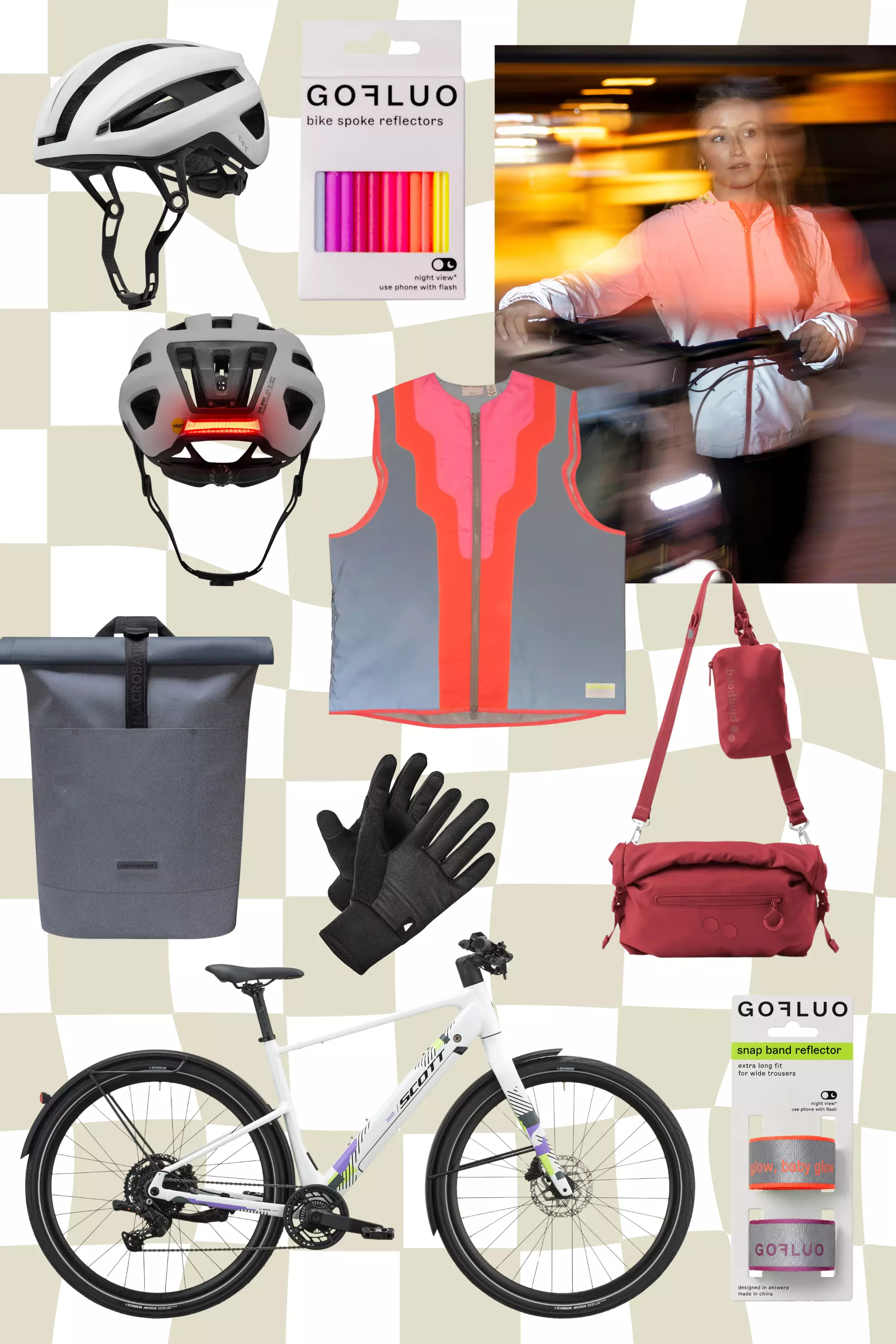 Collage Produkte fürs Fahrradfahren im Herbst und Winter