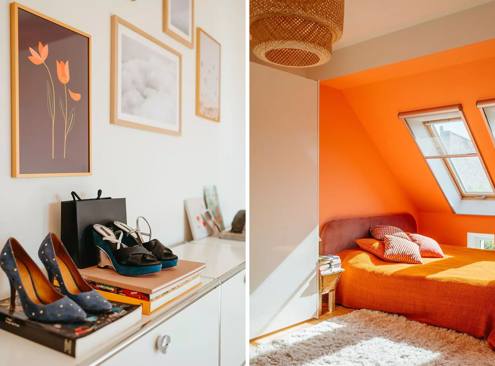 Orangefarbenes Schlafzimmer und High Heels | femtastics