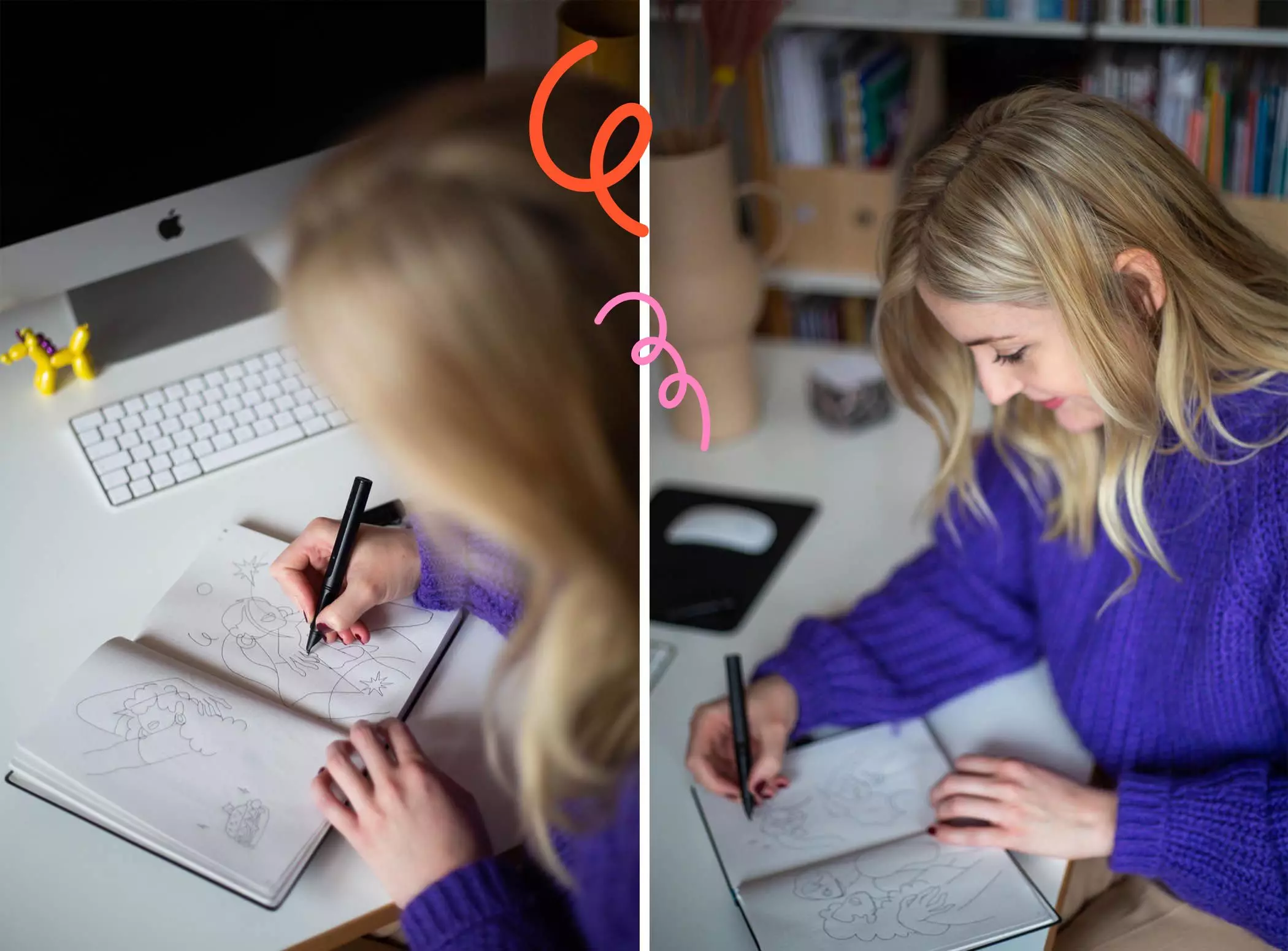 Illustratorin Lisa Tegtmeier zeichnet mit dem Lamy Smartpen in ihr Skizzenbuch - femtastics