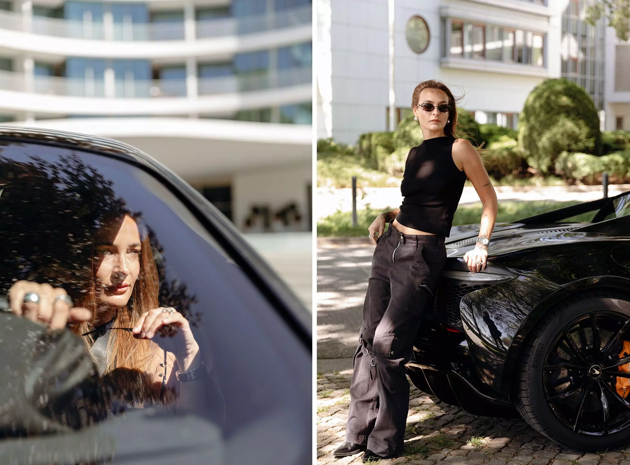 Melina Wendlandt mit Sonnenbrille am McLaren Artura