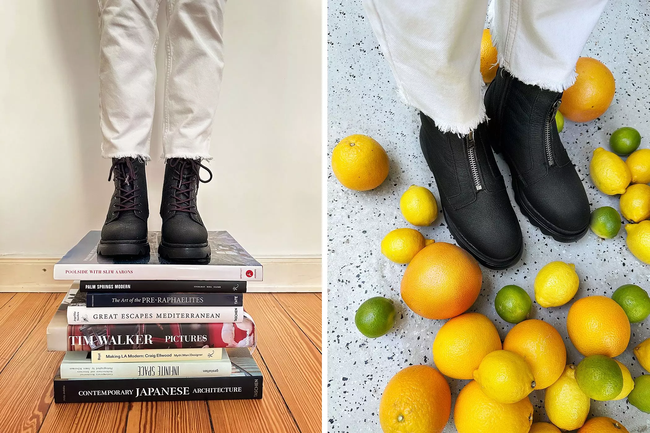 Vegane, schwarze Stiefeletten zum Schnüren oder mit Reißverschluss - femtastics