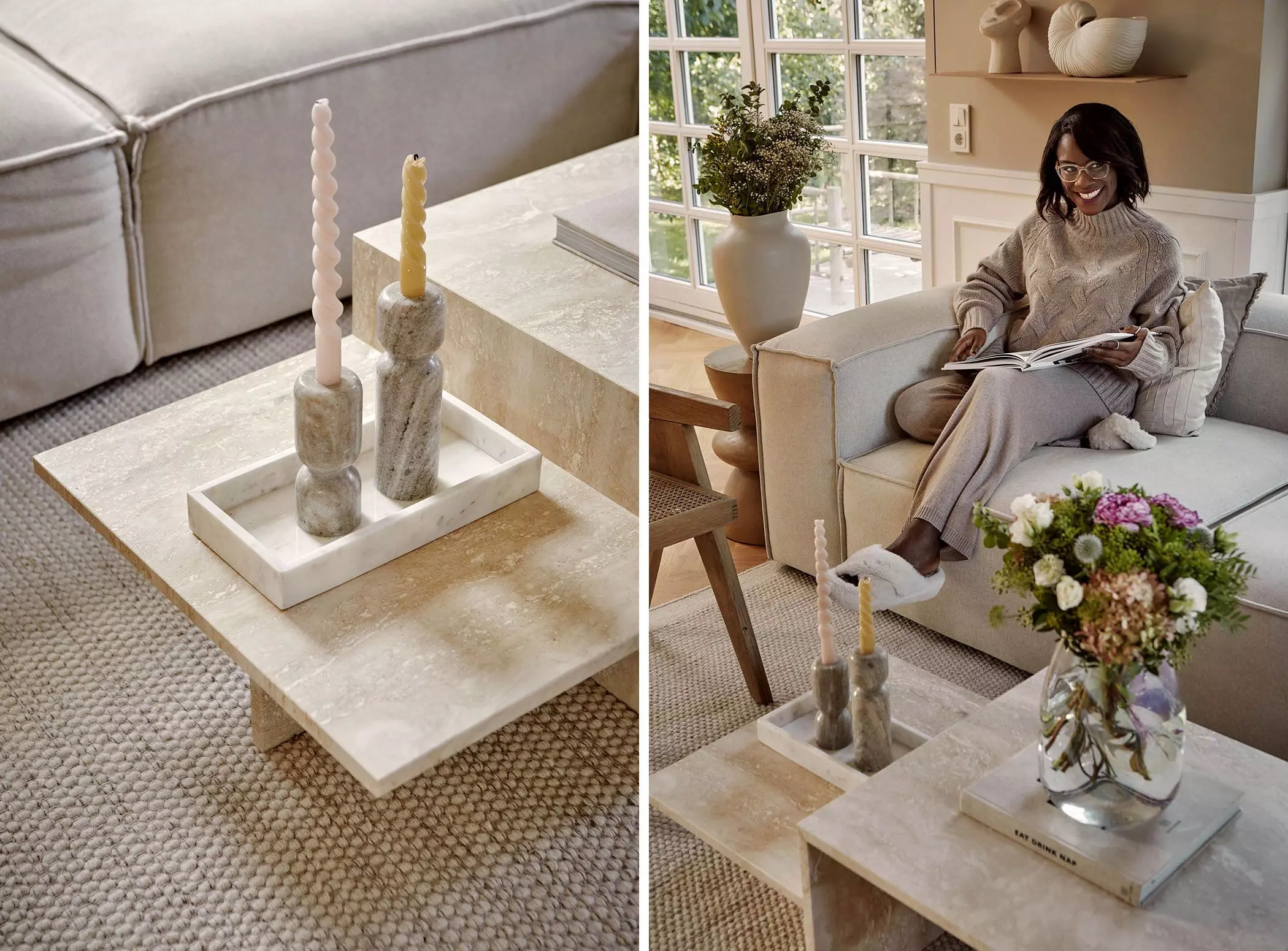 Interior-Instagrammerin Sandra Schang auf ihrem Sofa | femtastics