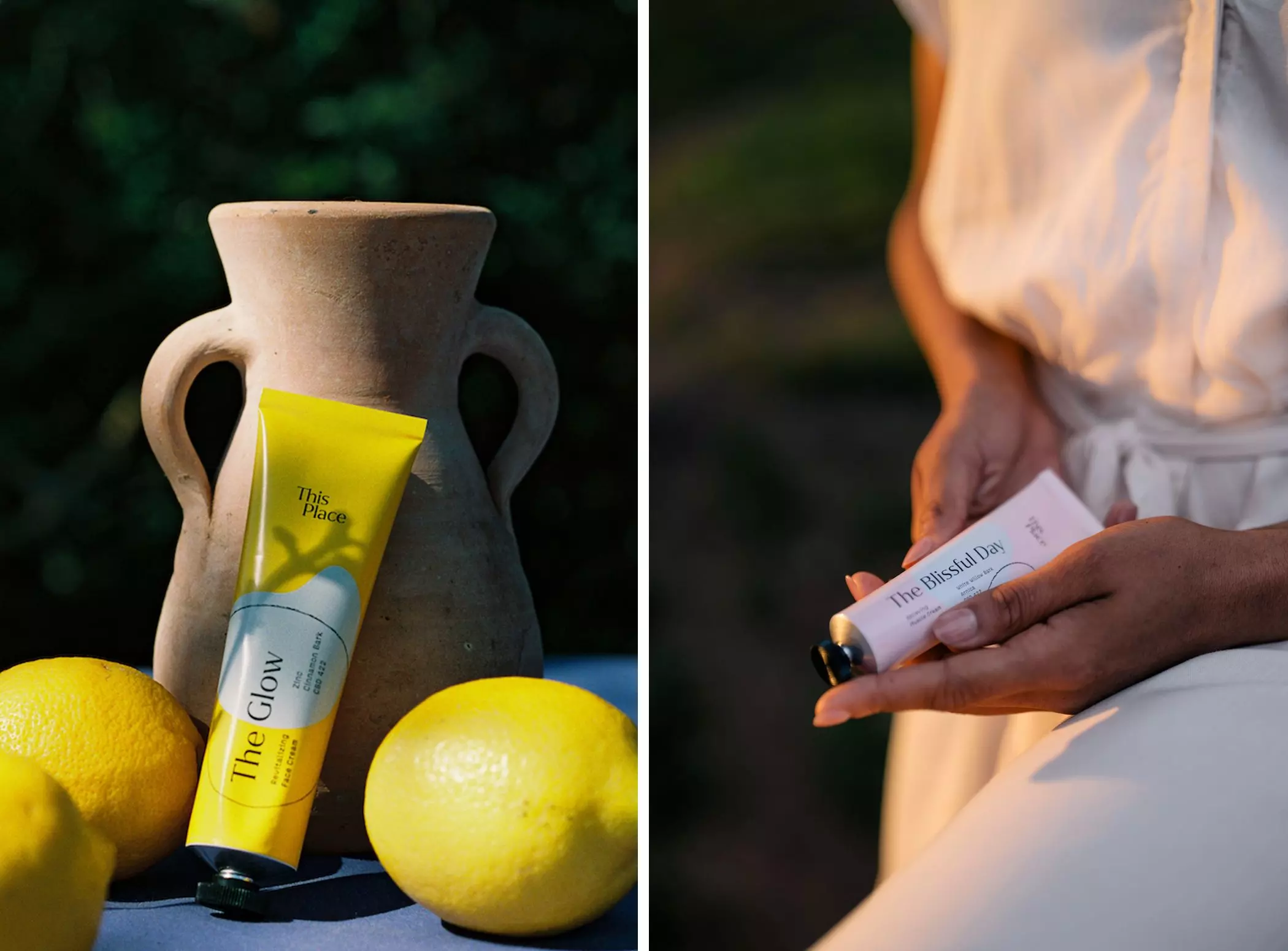 Produktfotos der Naturkosmetik von "This Place": "The Glow" & "The Blissful Day" - femtastics
