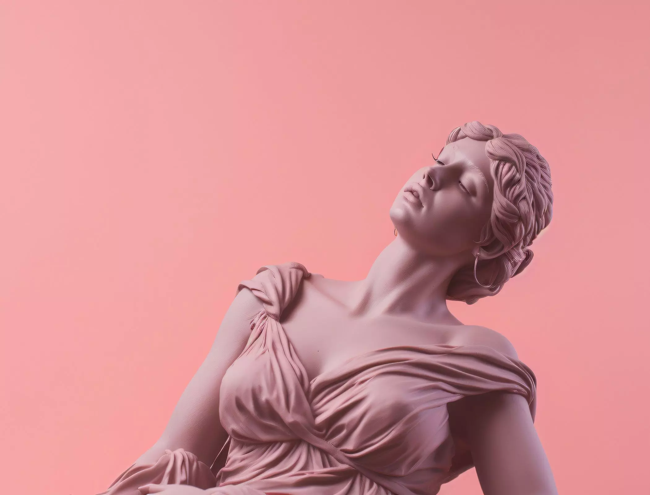 Illustration einer antiken Statue einer Frau auf rosa Hintergrund - femtastics
