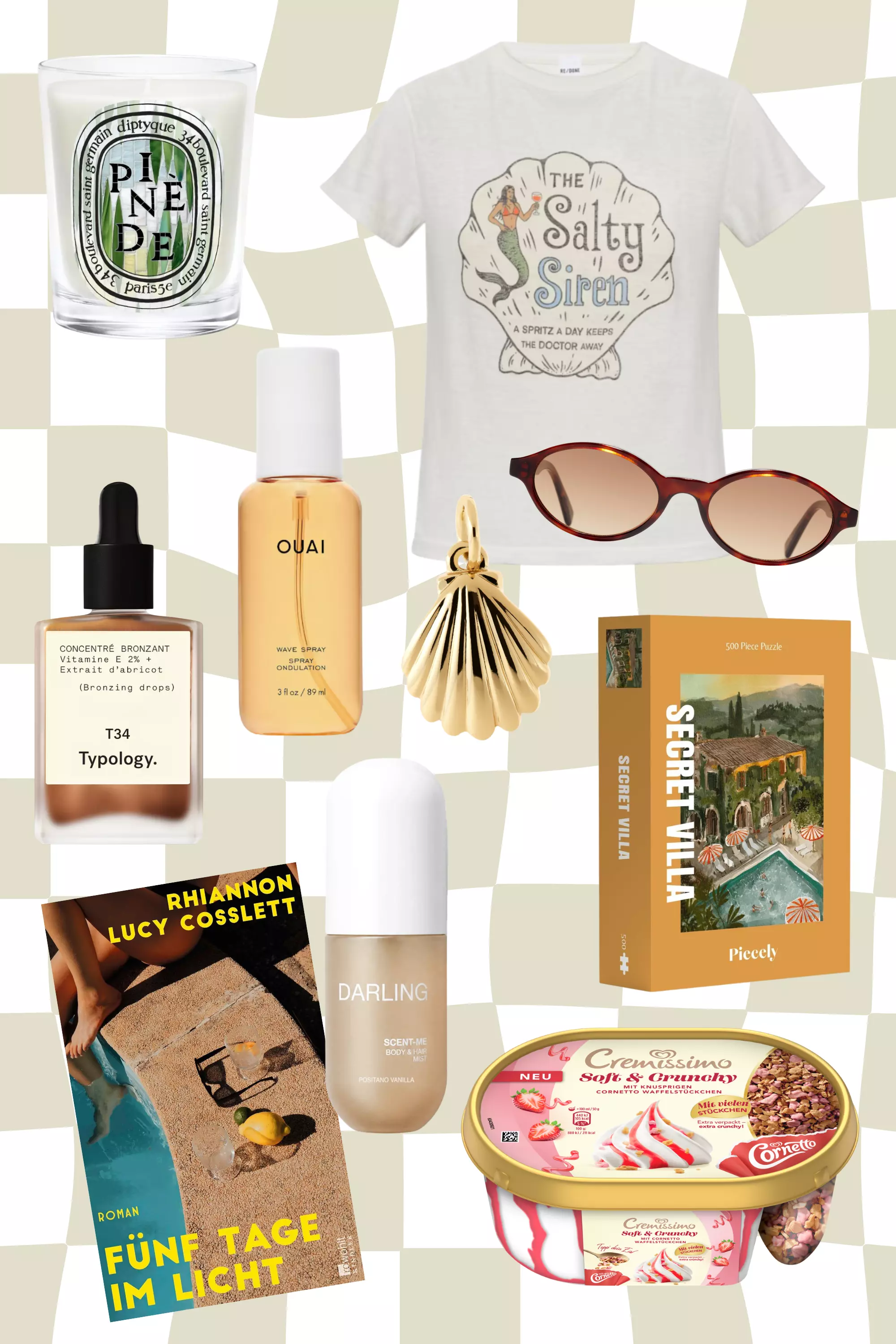 Collage Produkte fuers Urlaubs-Feeling