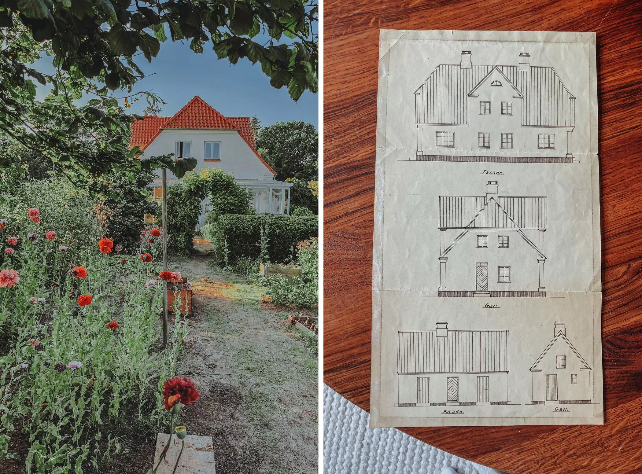 Haus in Dänemark mit Sommergarten und Architekturzeichnung - femtastics