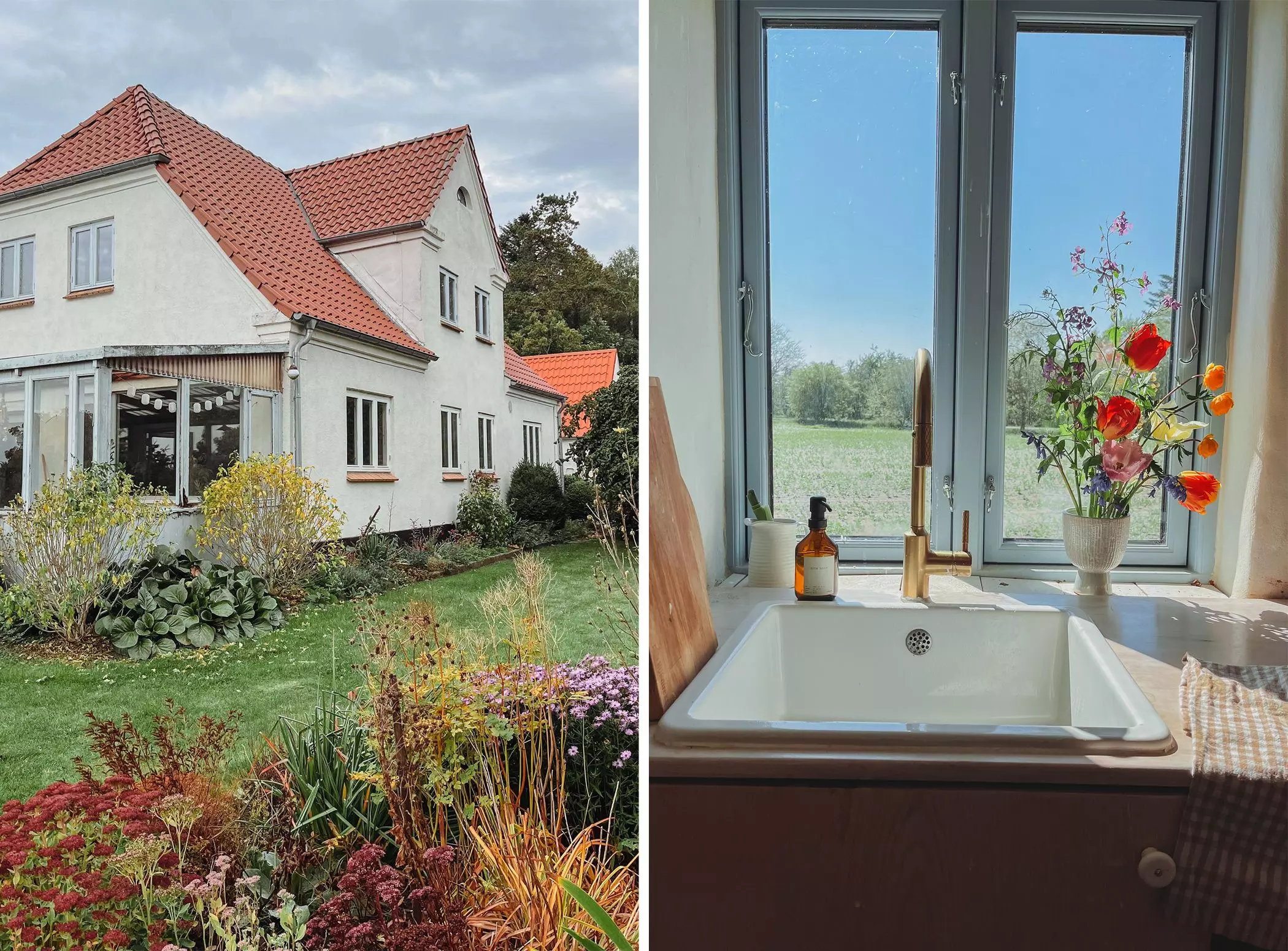 Haus in Dänemark mit Herbstgarten und Blick aus der Küche ins Grüne - femtastics