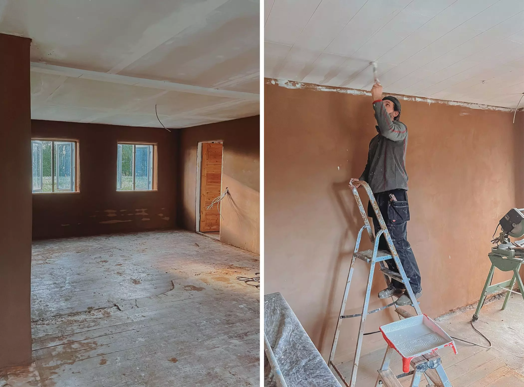 Florian Johannsen verputzt die Wohnzimmerdecke - femtastics