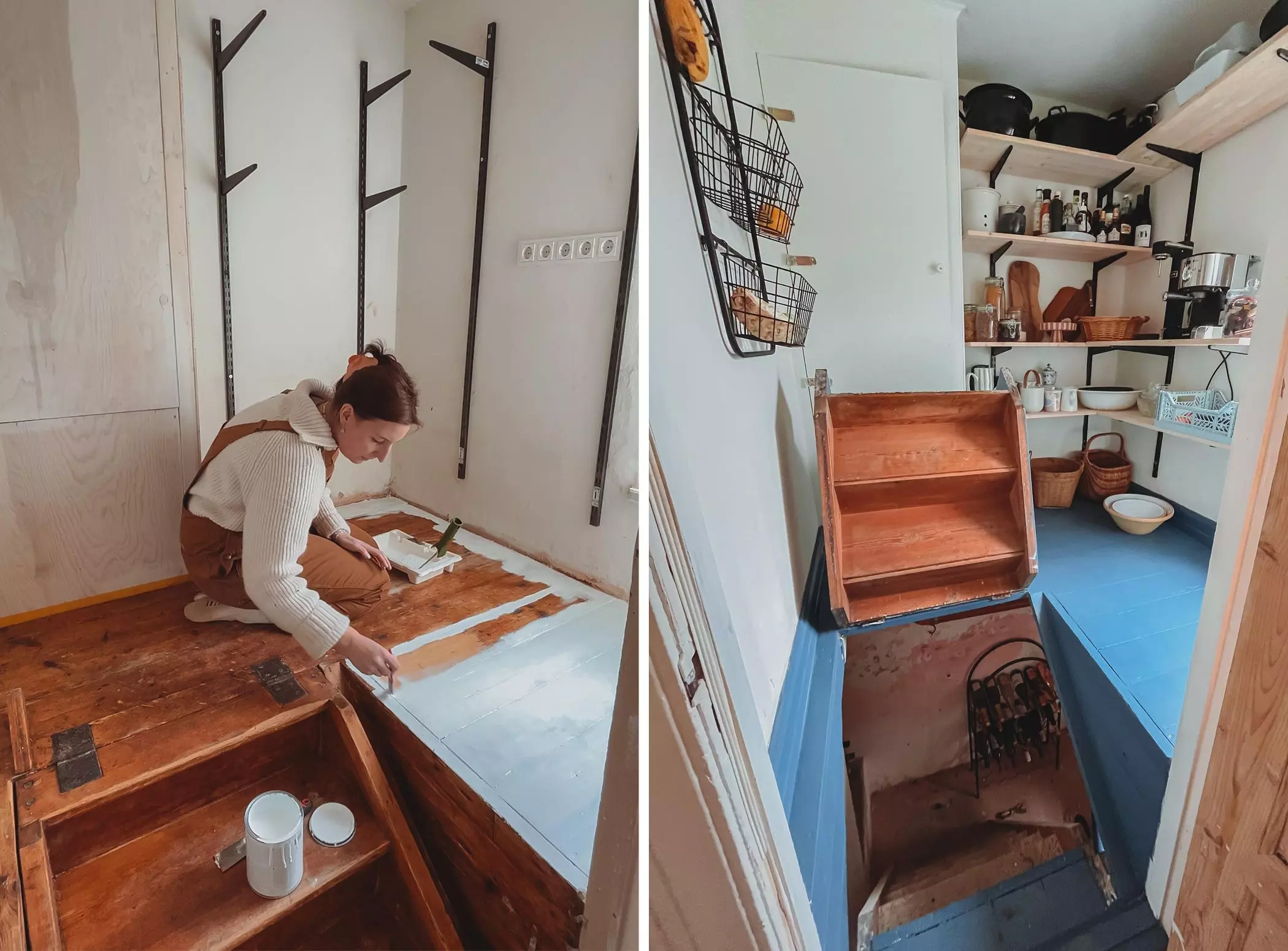Die Renovierung der Speisekammer - Nina Johannsen streicht - Vorher-Nachher-Bild - femtastics