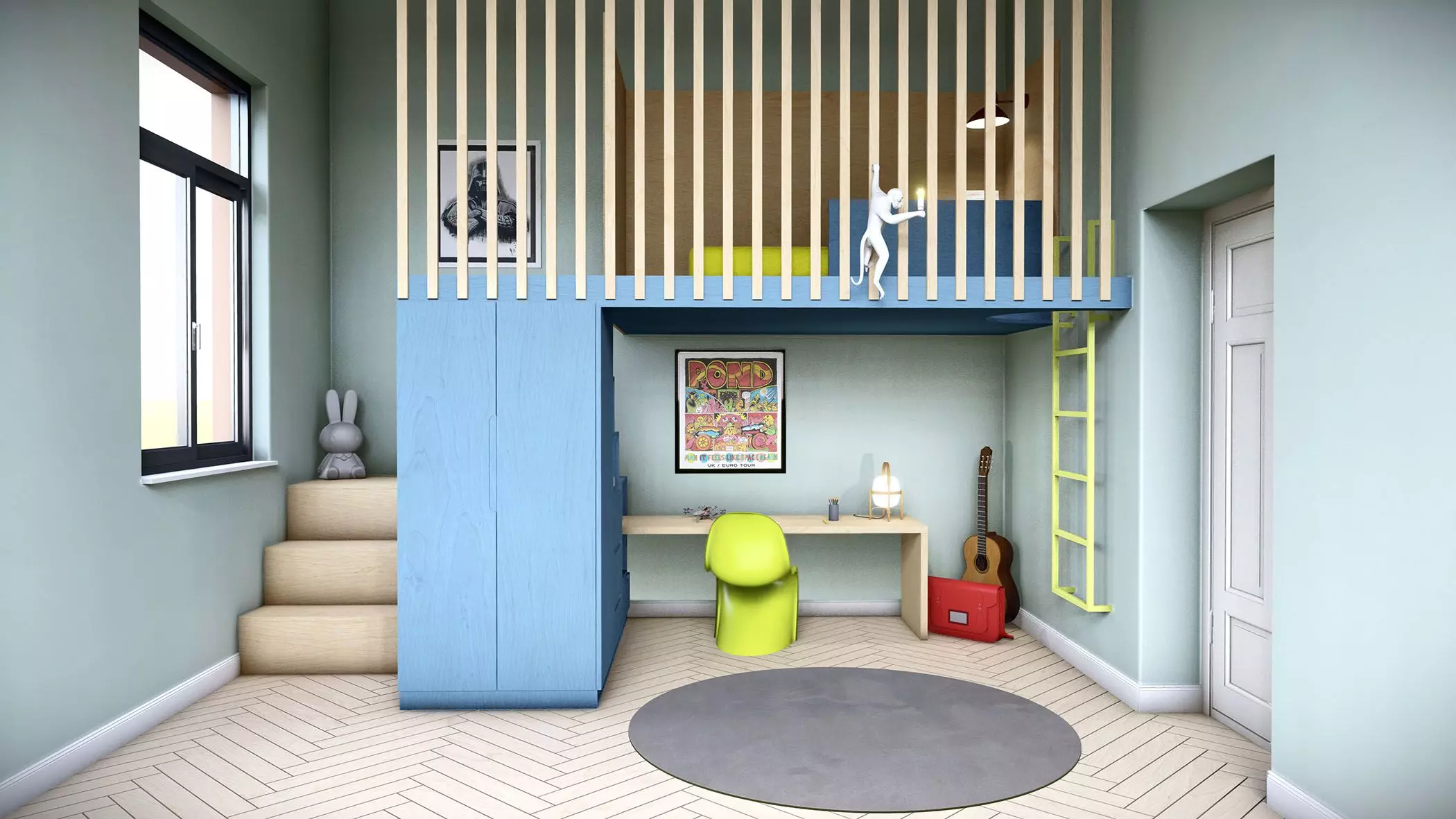 Raumumgestaltung von „Habitiny“ - Jugendzimmer mit Hochbett | femtastics