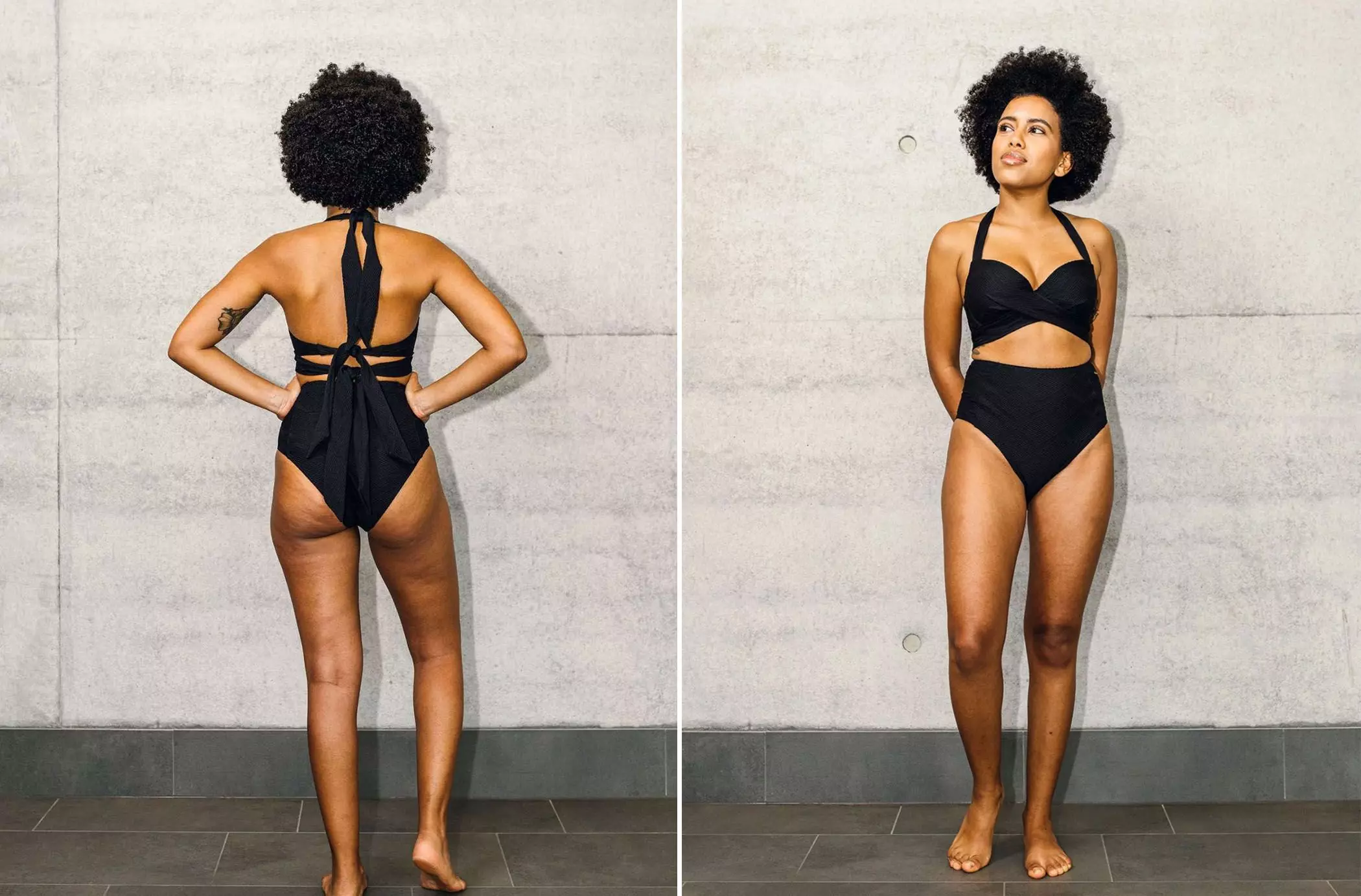 Frau trägt schwarzen Bikini - nachhaltige Bademode | femtastics