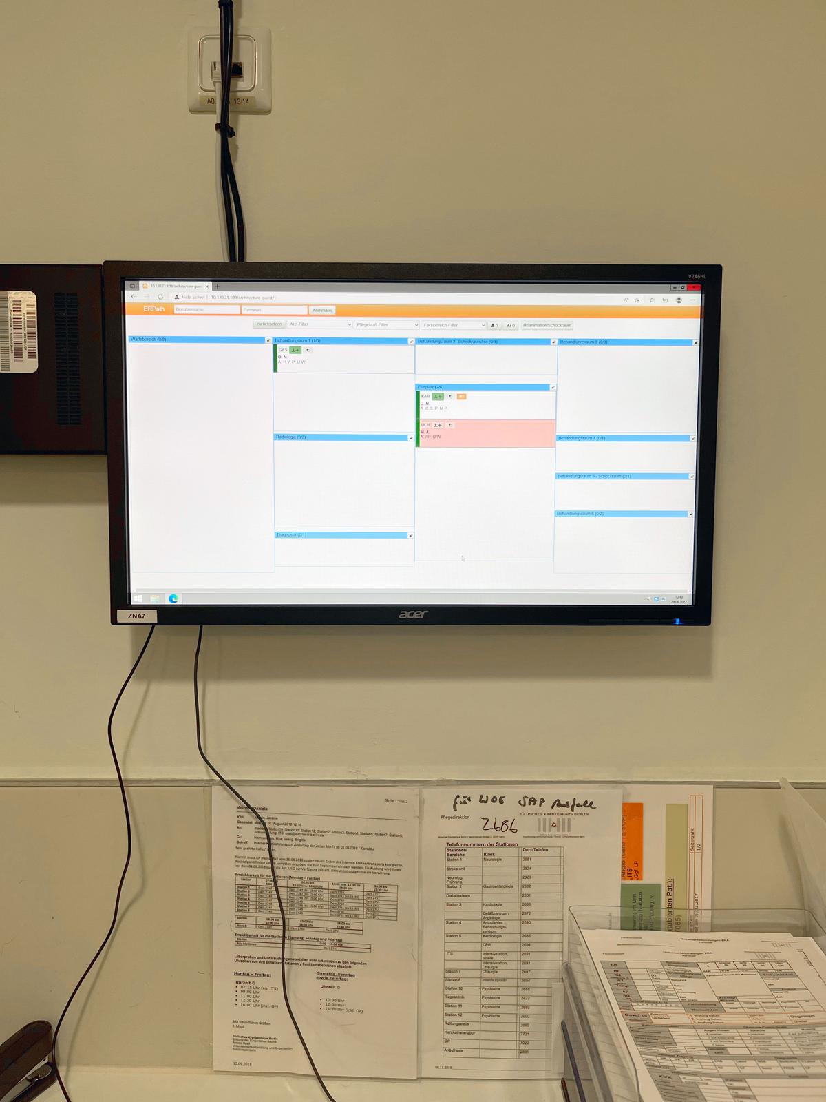 Ansicht des Warteraummonitors auf dem ERPath-Dashboard