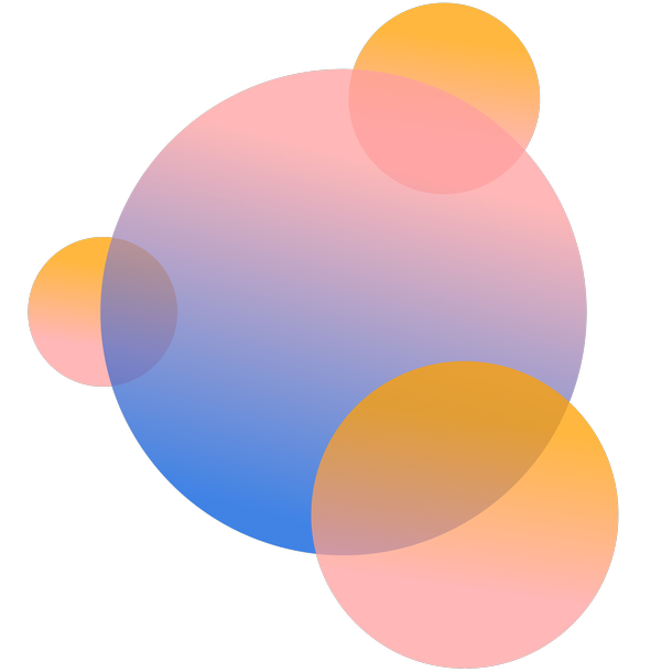 ERPath Logo, bestehend aus einem großen Kreis mit Farbverlauf von Blau zu Rosa, umgeben von 3 kleineren Kreisen in Orange